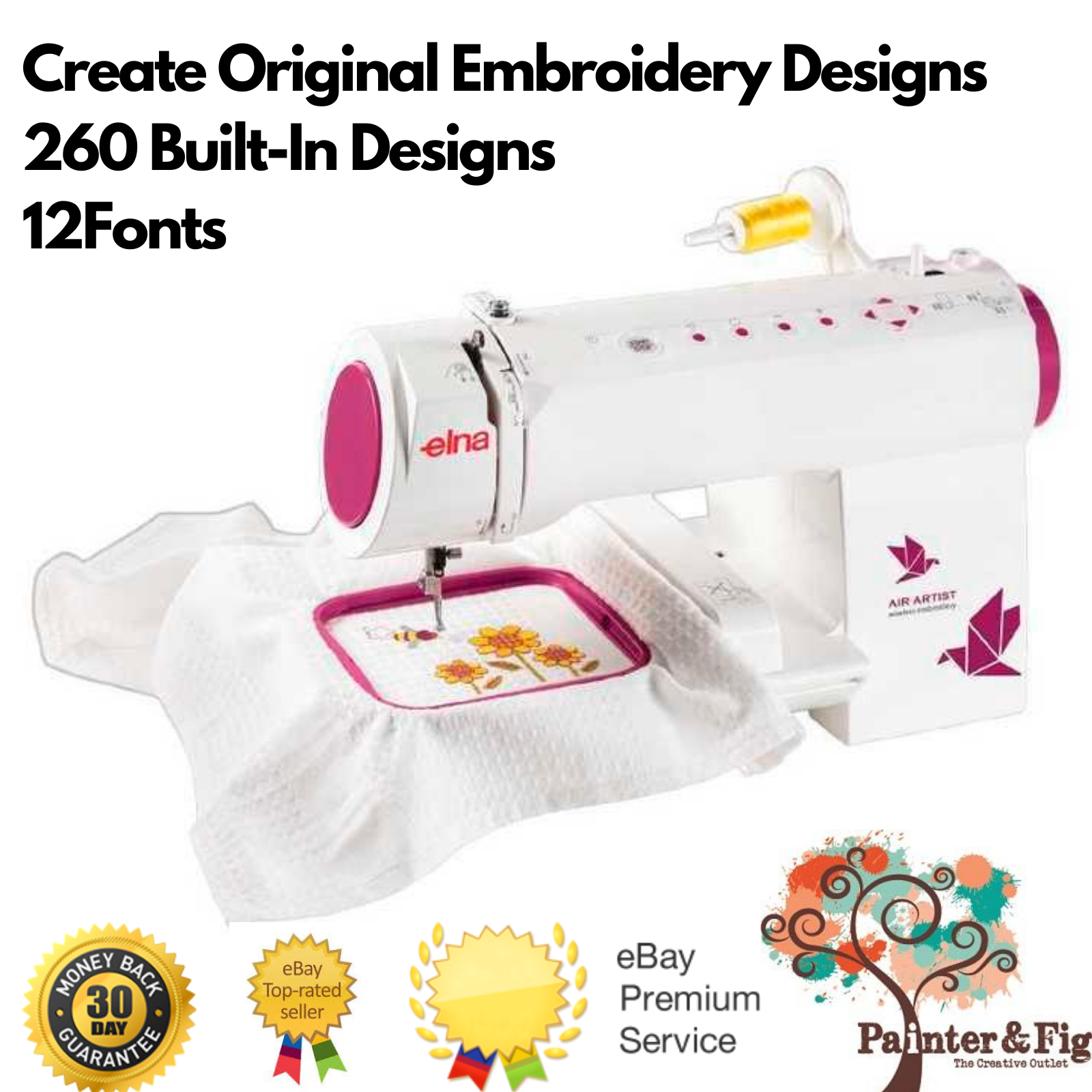 Elna Air Artist WiFi Enabled Embroidery Machine, 260 Built